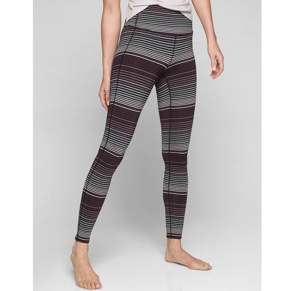 Athleta High Rise Expanse Stripe Chaturanga Tight in Cassis S